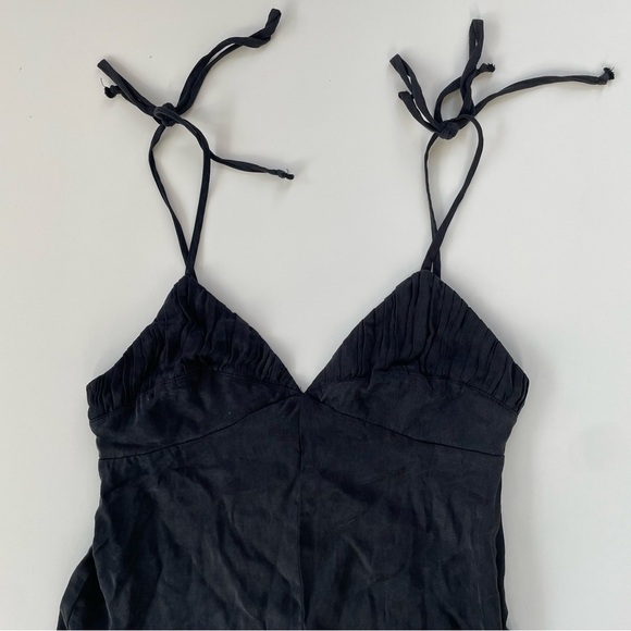 ZARA Women's Black Lyocell Tencel Drapey Pleated Romper Shoulder Straps Size XS - Picture 3 of 11